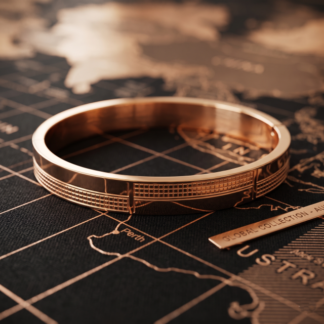 Rose Gold Geometric Textured Unisex Kada Bracelet
