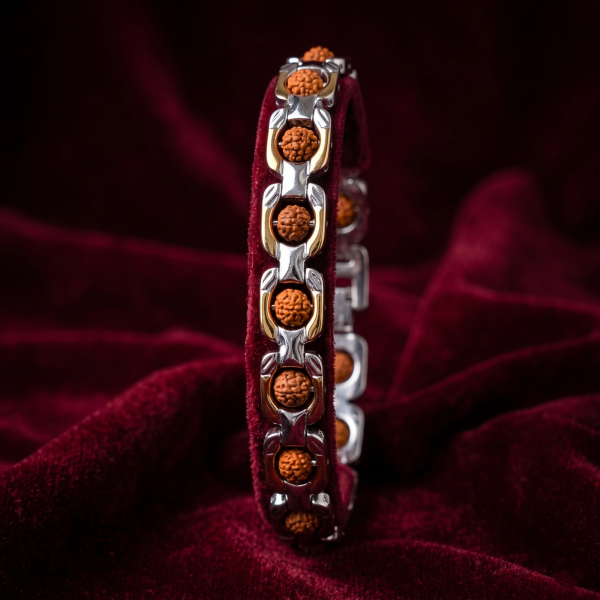 Dual-Tone Rudraksha Bracelet for Men
