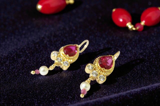 Red Ruby Drop Imitation Earrings