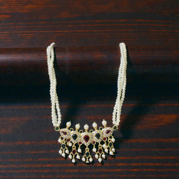 Green Ruby Imitation Pearl long Haar