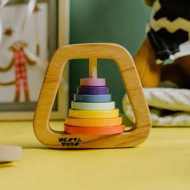 Wooden Rainbow Rattle