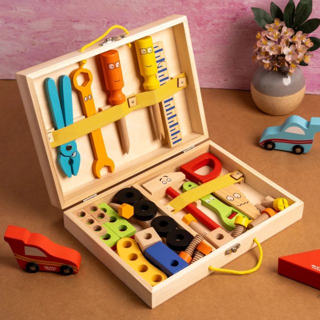 Wooden Tool Kit Toy with Tool Box (40 Pcs)