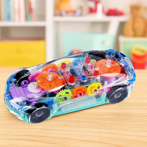 Rotating Transparent Gear Car Toy with Musical & 3D Lights